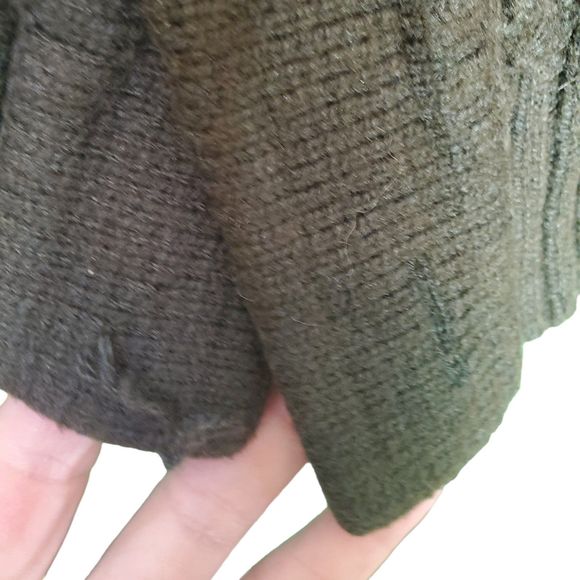 Vintage Wool Heavy Weight Cable Knit Fisherman Sweater Cardigan w Coin Buttons L - Picture 9 of 9